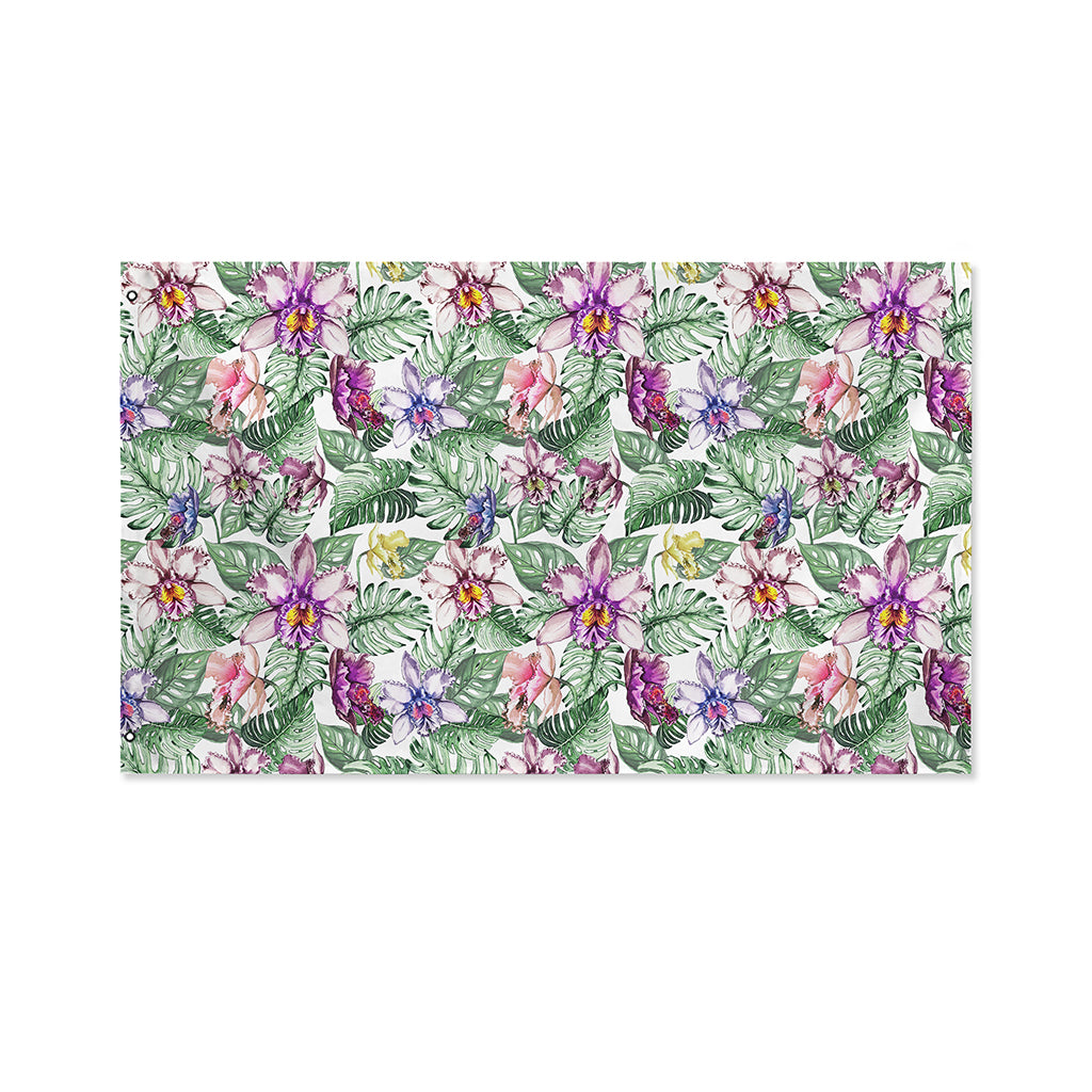 Tropical Cattleya Pattern Print Polyester Flag