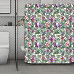 Tropical Cattleya Pattern Print Polyester Shower Curtain