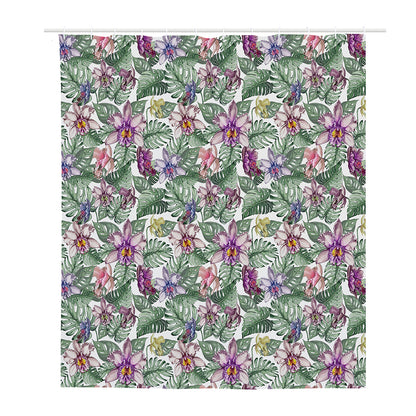 Tropical Cattleya Pattern Print Polyester Shower Curtain