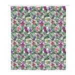 Tropical Cattleya Pattern Print Polyester Shower Curtain