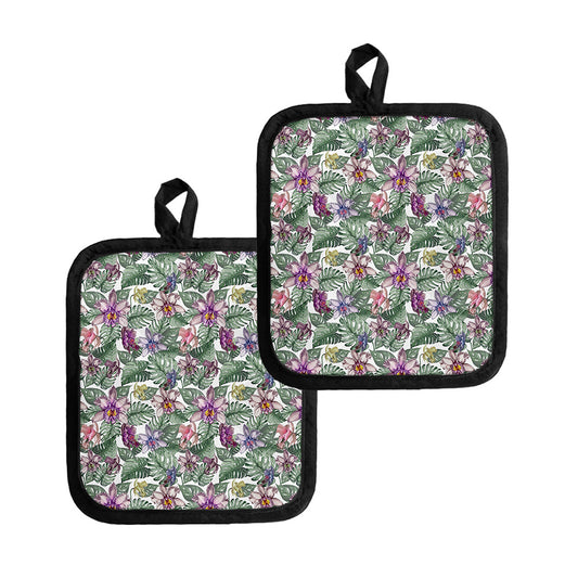 Tropical Cattleya Pattern Print Pot Holders