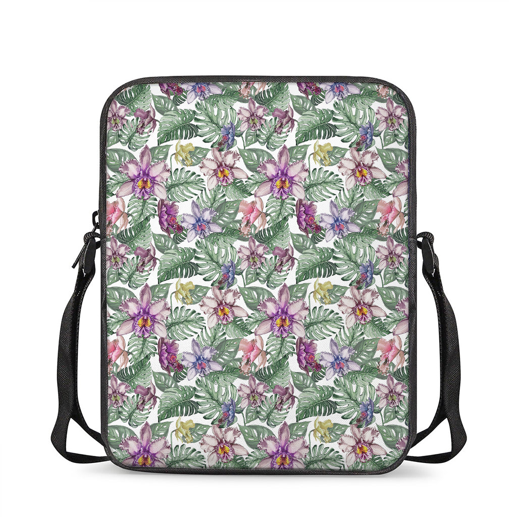 Tropical Cattleya Pattern Print Rectangular Crossbody Bag