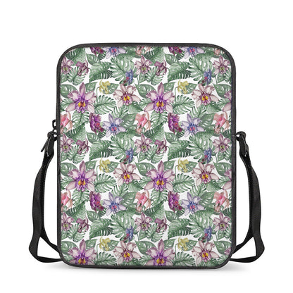 Tropical Cattleya Pattern Print Rectangular Crossbody Bag