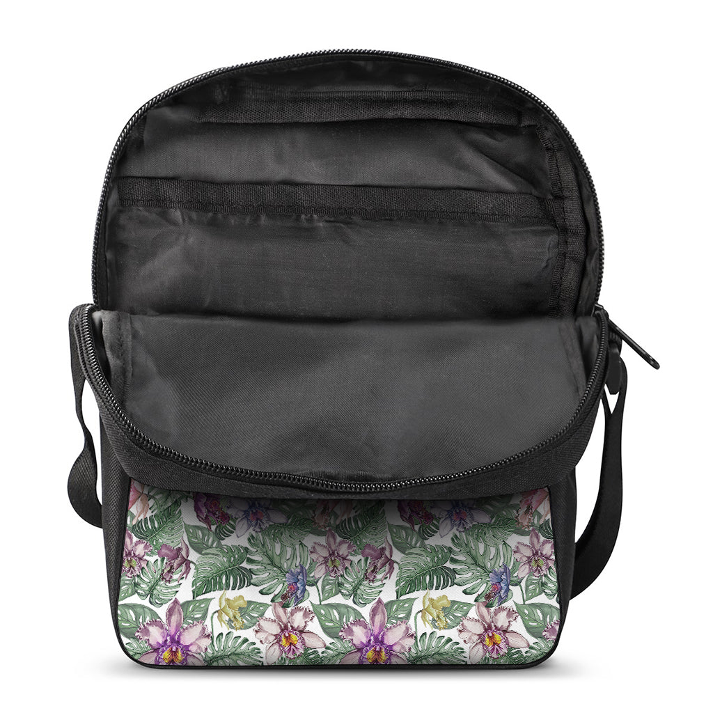 Tropical Cattleya Pattern Print Rectangular Crossbody Bag