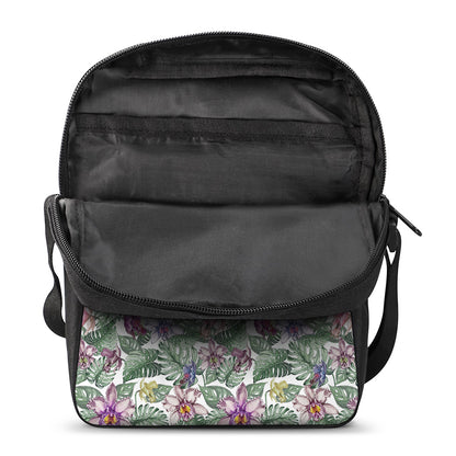 Tropical Cattleya Pattern Print Rectangular Crossbody Bag