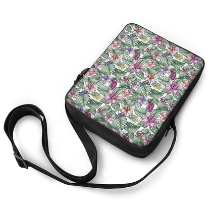 Tropical Cattleya Pattern Print Rectangular Crossbody Bag