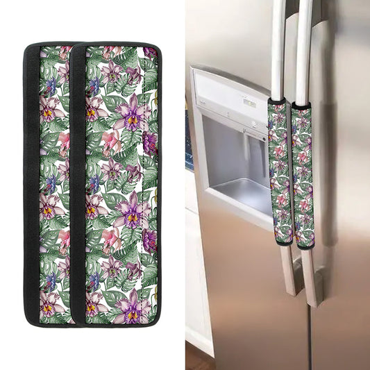 Tropical Cattleya Pattern Print Refrigerator Handle Covers