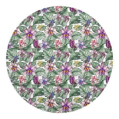 Tropical Cattleya Pattern Print Round Blanket