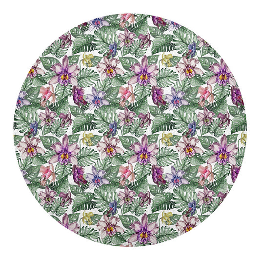 Tropical Cattleya Pattern Print Round Blanket