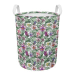Tropical Cattleya Pattern Print Round Laundry Basket