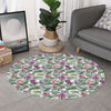 Tropical Cattleya Pattern Print Round Rug