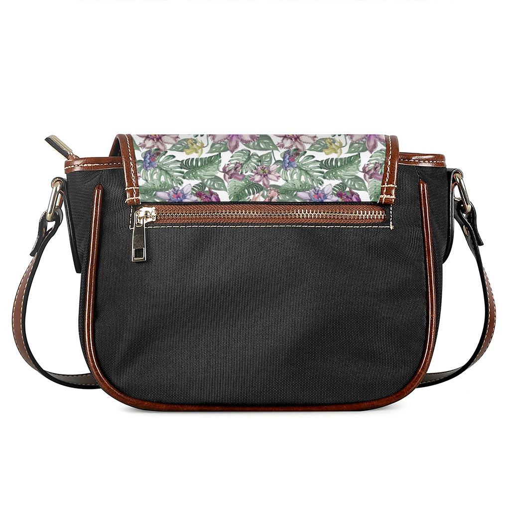 Tropical Cattleya Pattern Print Saddle Bag