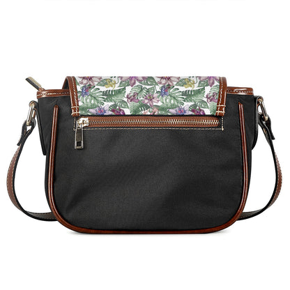 Tropical Cattleya Pattern Print Saddle Bag