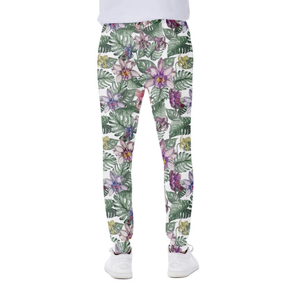 Tropical Cattleya Pattern Print Scuba Joggers