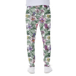 Tropical Cattleya Pattern Print Scuba Joggers