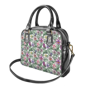 Tropical Cattleya Pattern Print Shoulder Handbag