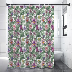 Tropical Cattleya Pattern Print Shower Curtain