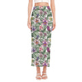 Tropical Cattleya Pattern Print Side Slit Maxi Skirt