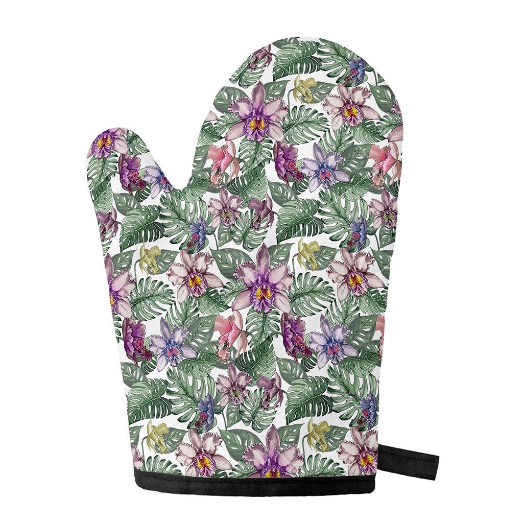 Tropical Cattleya Pattern Print Single Oven Mitt