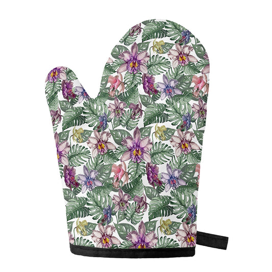 Tropical Cattleya Pattern Print Single Oven Mitt
