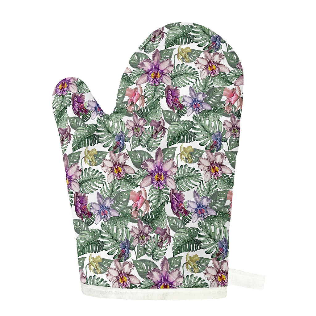 Tropical Cattleya Pattern Print Single Oven Mitt