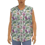 Tropical Cattleya Pattern Print Sleeveless Baseball Jersey
