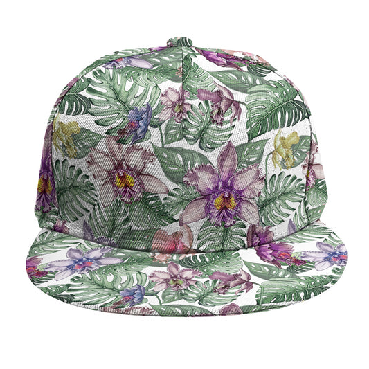 Tropical Cattleya Pattern Print Snapback Cap