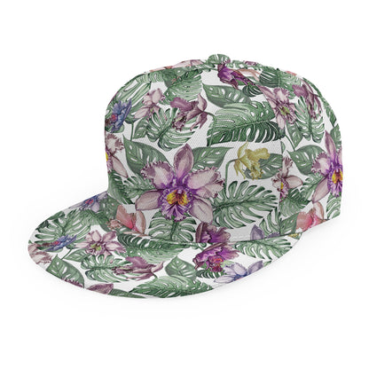 Tropical Cattleya Pattern Print Snapback Cap