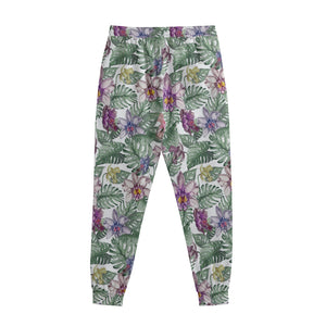 Tropical Cattleya Pattern Print Sweatpants