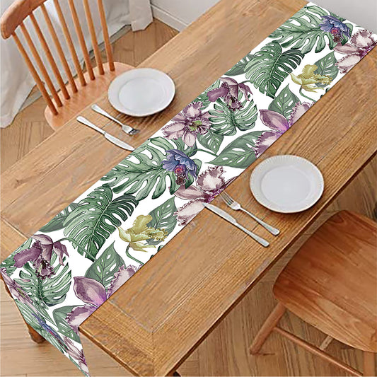 Tropical Cattleya Pattern Print Table Runner