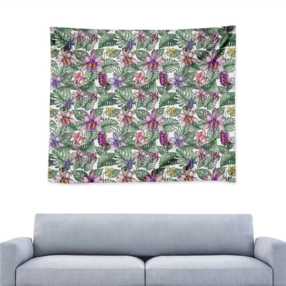 Tropical Cattleya Pattern Print Tapestry