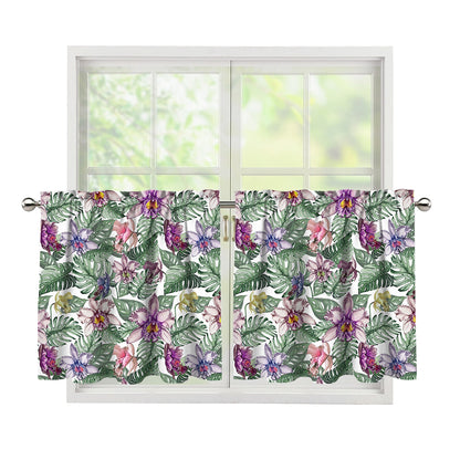 Tropical Cattleya Pattern Print Tier Curtains