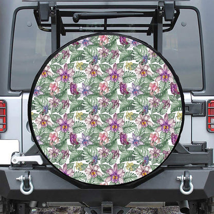 Tropical Cattleya Pattern Print Tire Cover