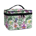 Tropical Cattleya Pattern Print Travel Makeup Bag