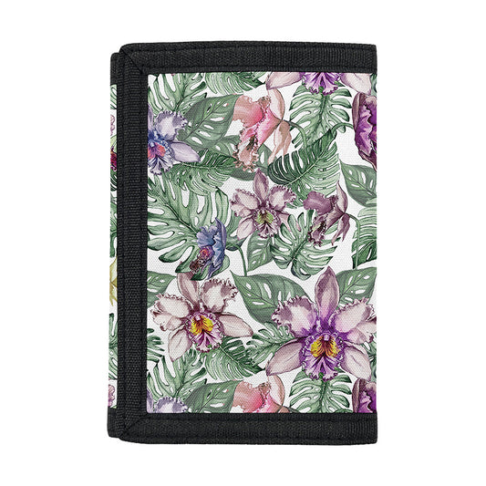 Tropical Cattleya Pattern Print Trifold Wallet