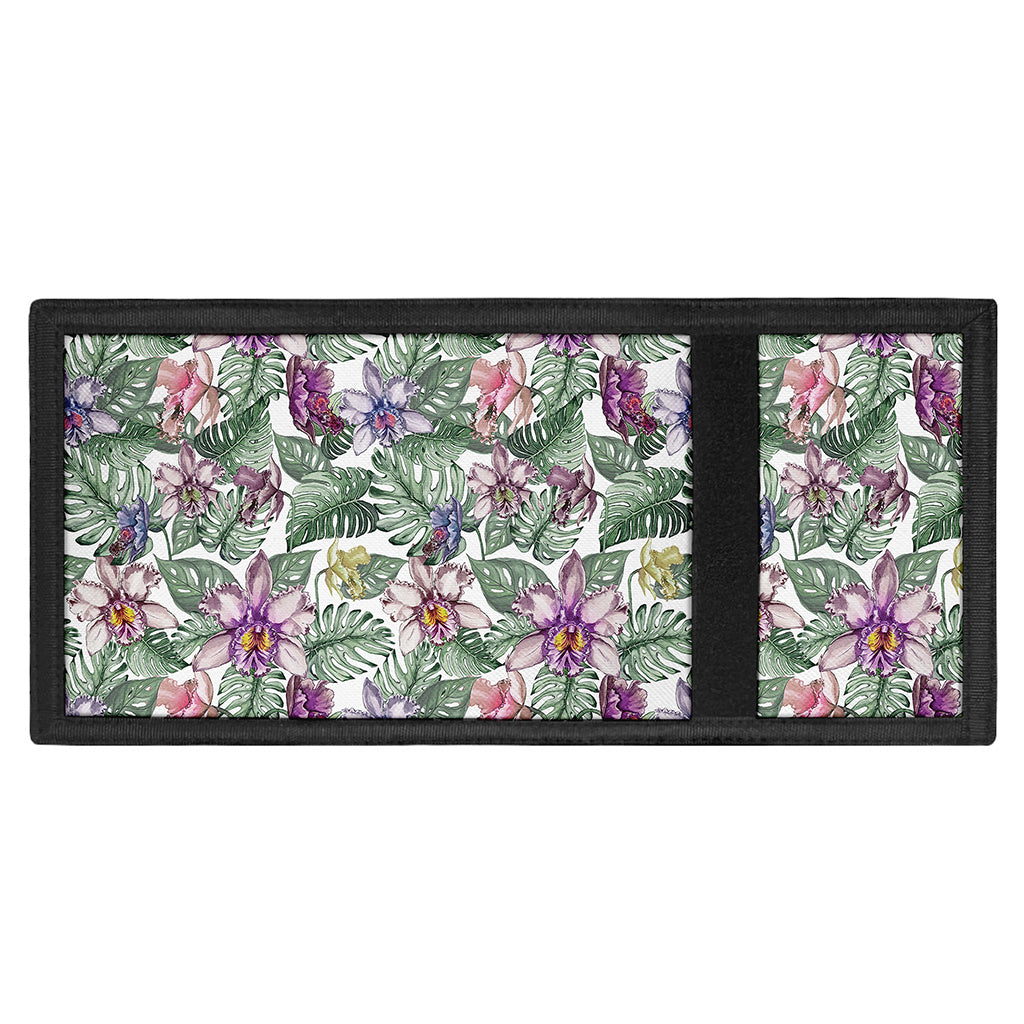 Tropical Cattleya Pattern Print Trifold Wallet