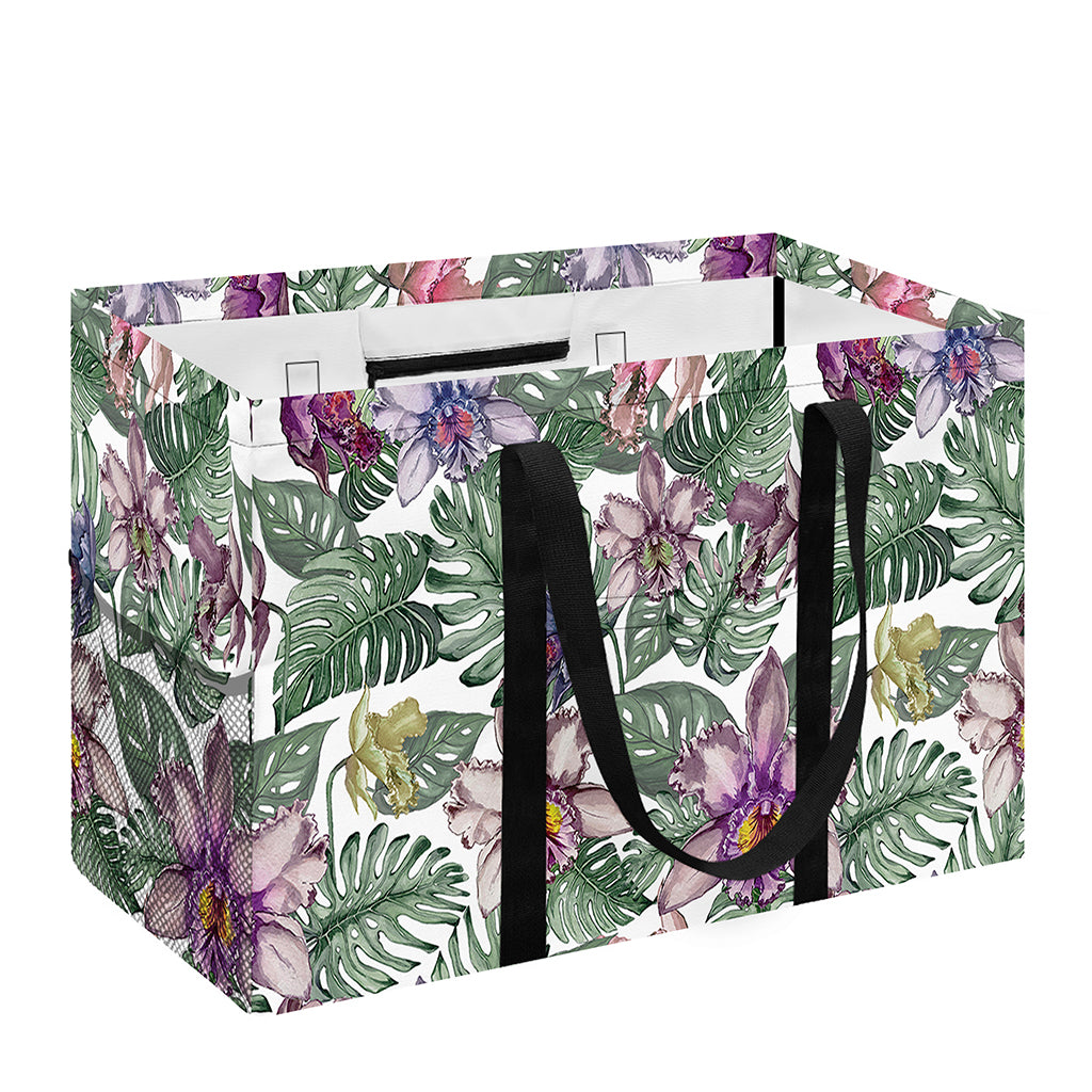 Tropical Cattleya Pattern Print Utility Tote Bag