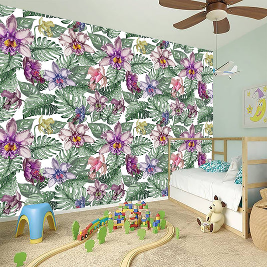 Tropical Cattleya Pattern Print Wall Sticker