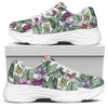 Tropical Cattleya Pattern Print White Chunky Shoes