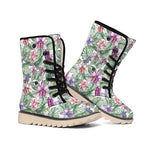 Tropical Cattleya Pattern Print Winter Boots