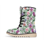 Tropical Cattleya Pattern Print Winter Boots