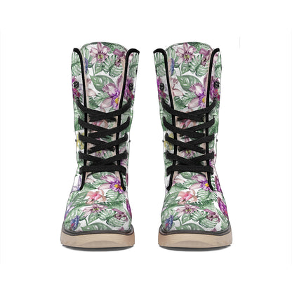 Tropical Cattleya Pattern Print Winter Boots
