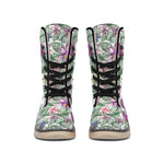 Tropical Cattleya Pattern Print Winter Boots