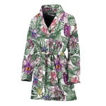 Tropical Cattleya Pattern Print Women's Bathrobe