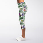 Tropical Cattleya Pattern Print Women's Capri Leggings