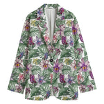 Tropical Cattleya Pattern Print Women's Cotton Blazer