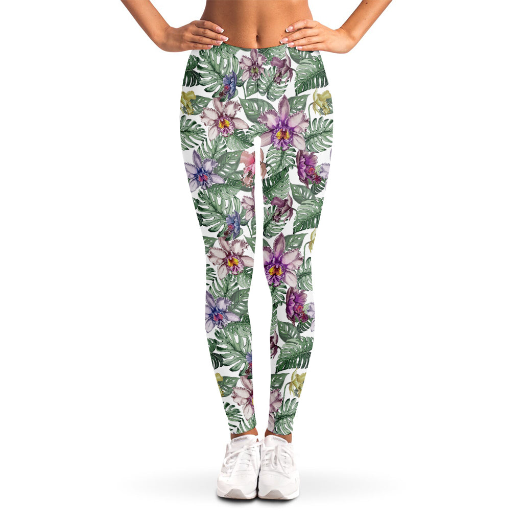 Tropical Cattleya Pattern Print Women's Leggings