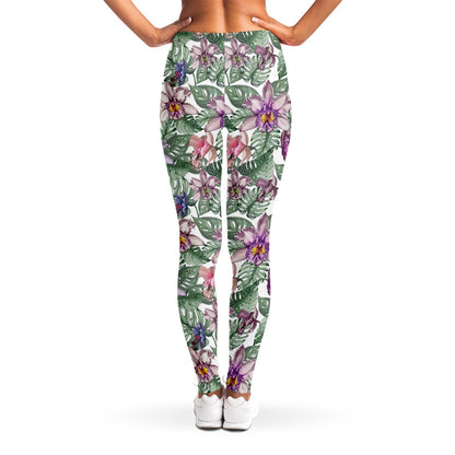 Tropical Cattleya Pattern Print Women's Leggings