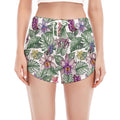 Tropical Cattleya Pattern Print Women's Split Running Shorts