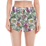 Tropical Cattleya Pattern Print Women's Split Running Shorts